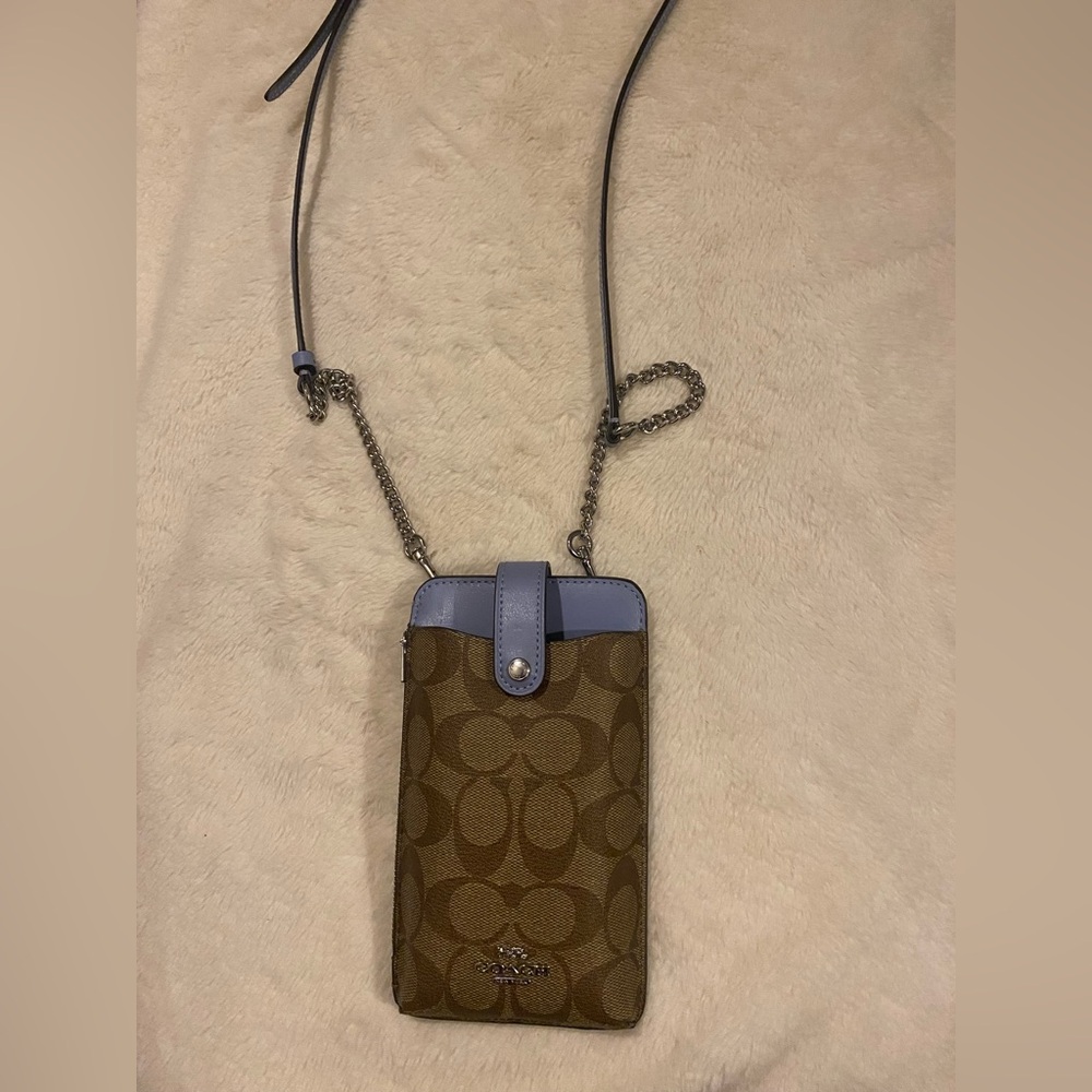 Coach Bags / 💼 Brown and Blue Crossbody Phone Case never used
